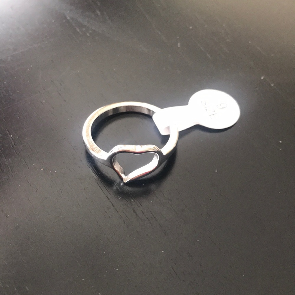 Sz 8 open heart stainless steel ring new